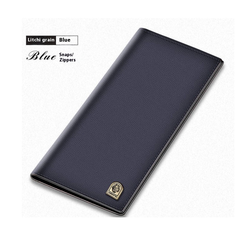 Men's long thin soft leather men's wallet youth wallet head layer cowhide money clip