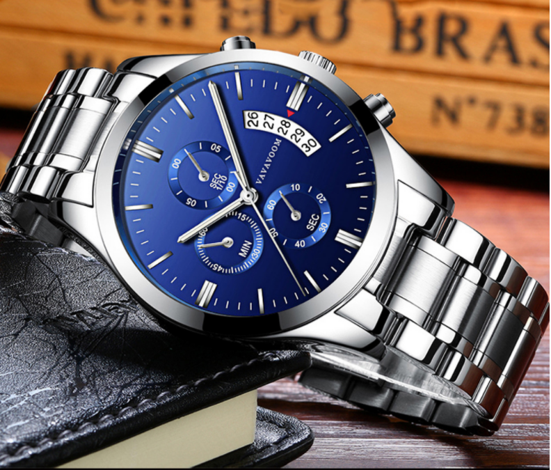 mechanical men's stainless steel with business casual calendar quartz watch