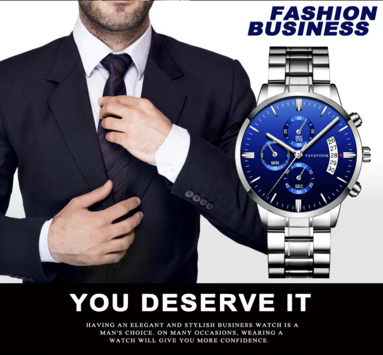 mechanical men's stainless steel with business casual calendar quartz watch