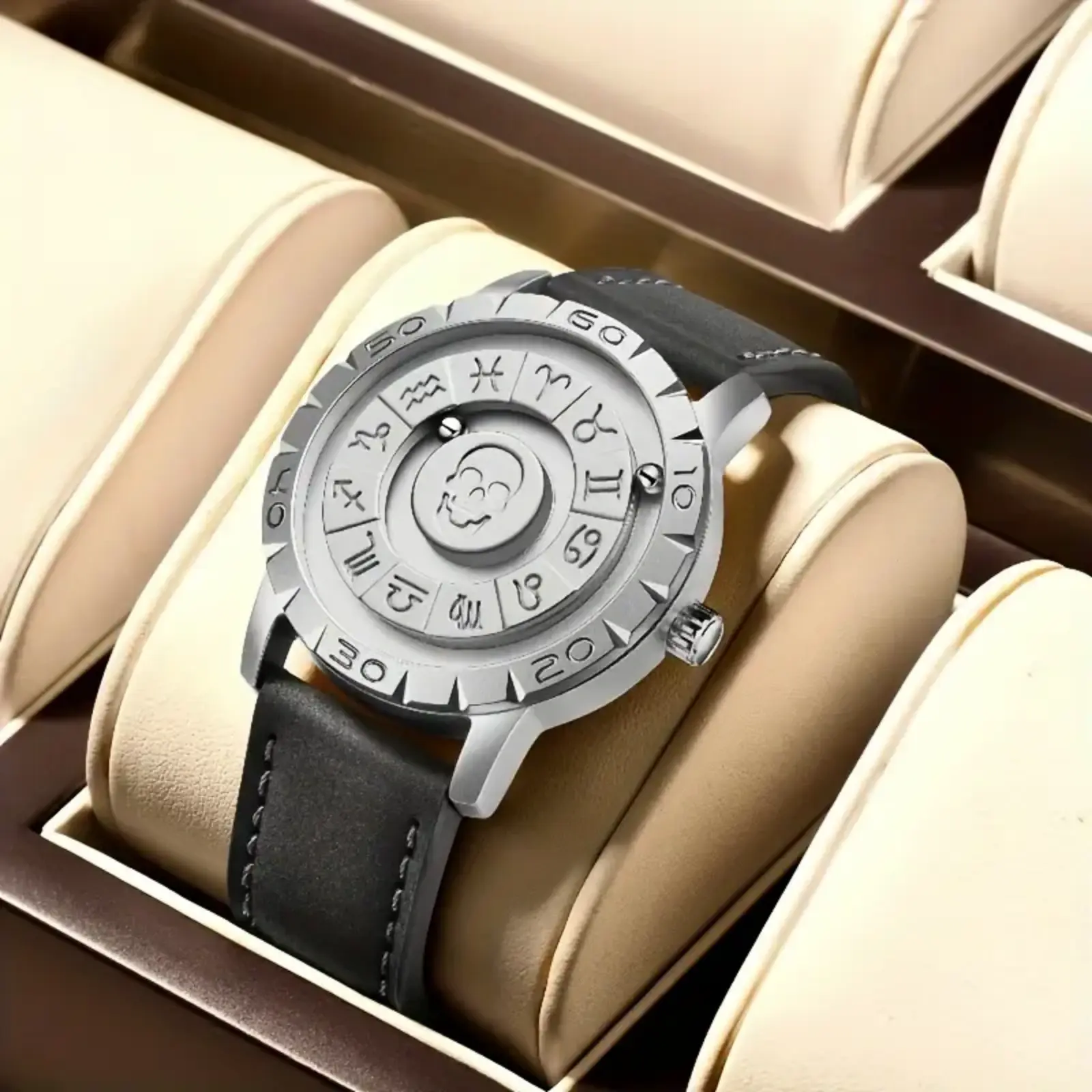 Men's Skull Roman Numeral Quartz Watch