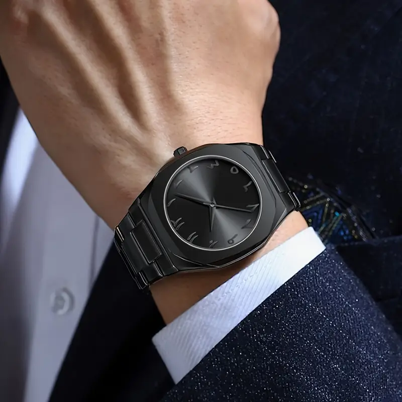 Black Arabic numerals quartz watch